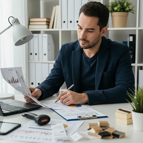 Male Accountant Reviewing