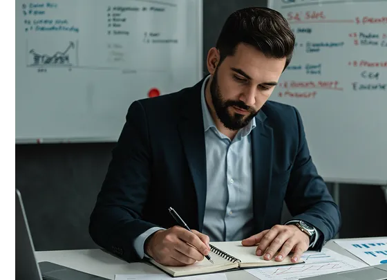 a corporate client in a conference room