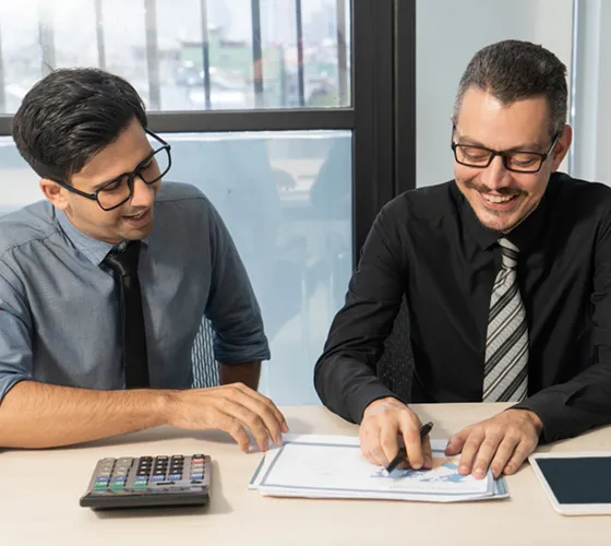 accountant checking financial data