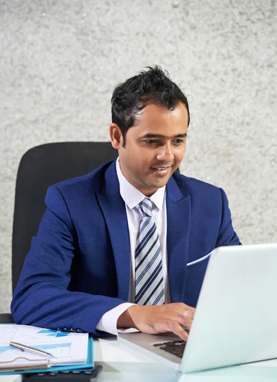 accountant examining income statement