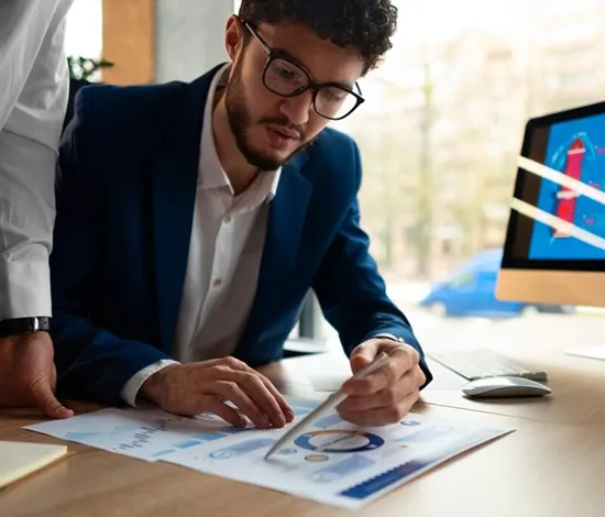 accountant handling invoices