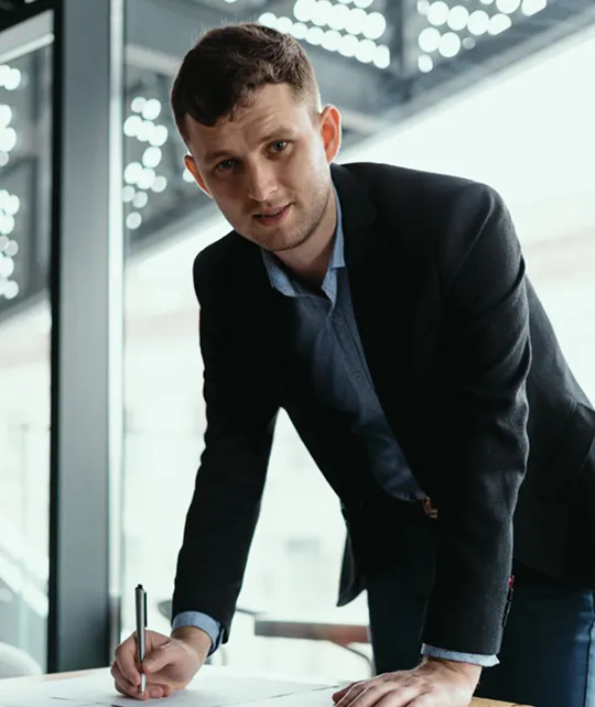 accountant reviewing balance sheet