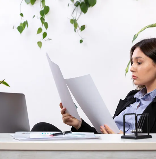 accountant reviewing document