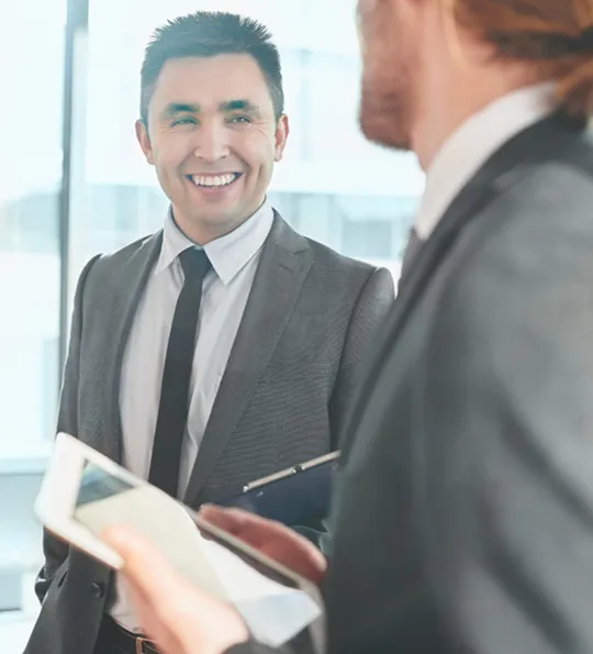 accountant with client documents